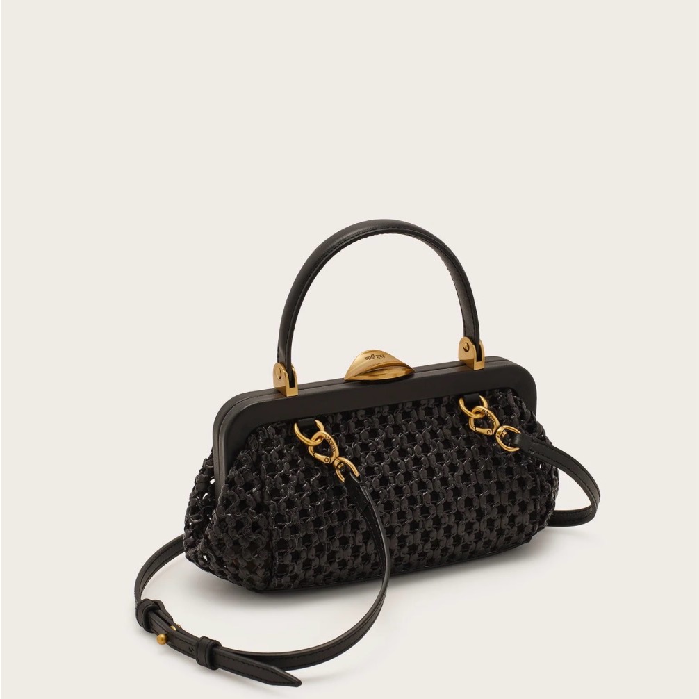 Nwt Cult Gaia Zuma Mini Crossbody Bag - Black Woven Top Handle